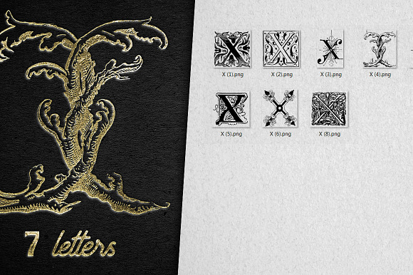 Vintage Letter X Vector And PNG preview 7