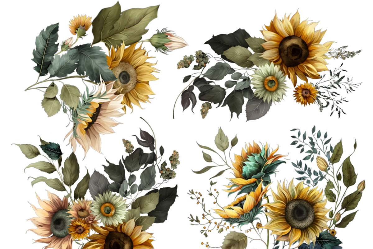 Sunflowers Flowers Clipart, a Seasonal Illustration by Tanya Kart (Photo 5 of 5)