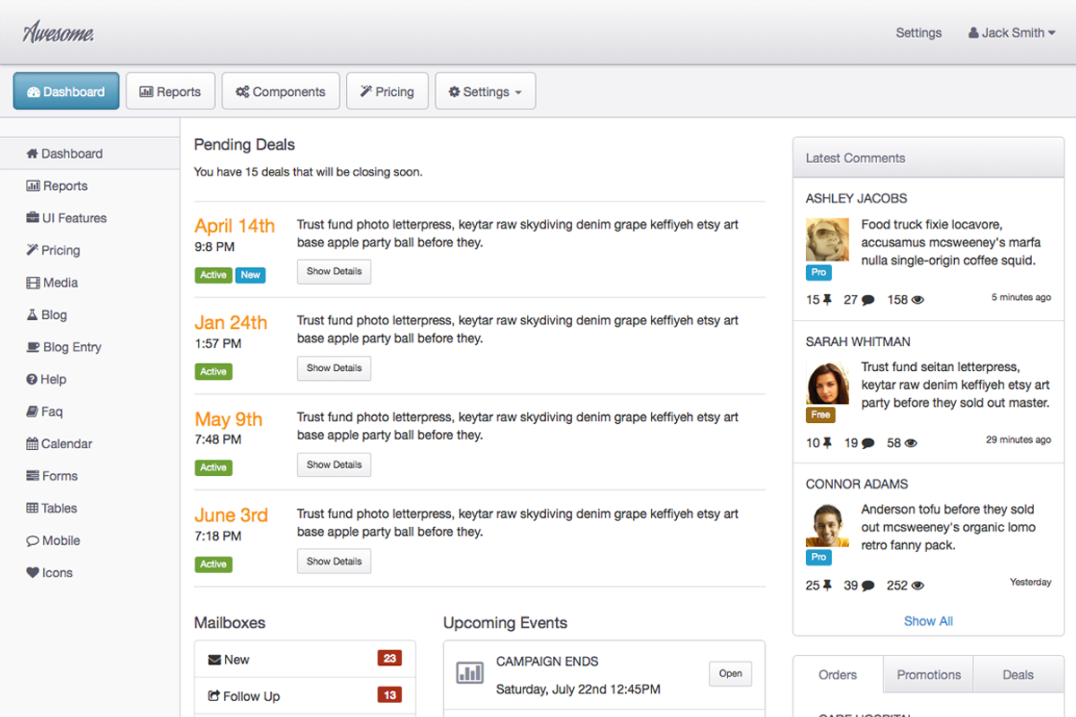 Awesome Admin - A Bootstrap 3 theme, a Bootstrap Template by Portnine (Photo 1 of 2)