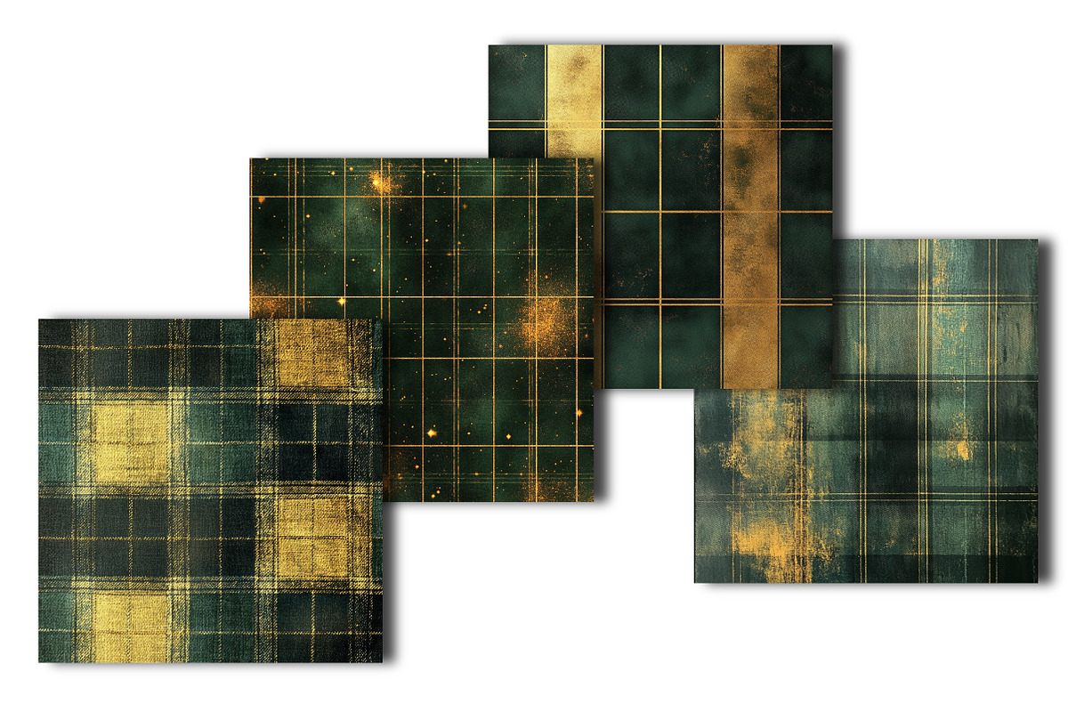 Green and Gold Tartan Patterns, an Illustration by OK Design (Photo 3 of 3)