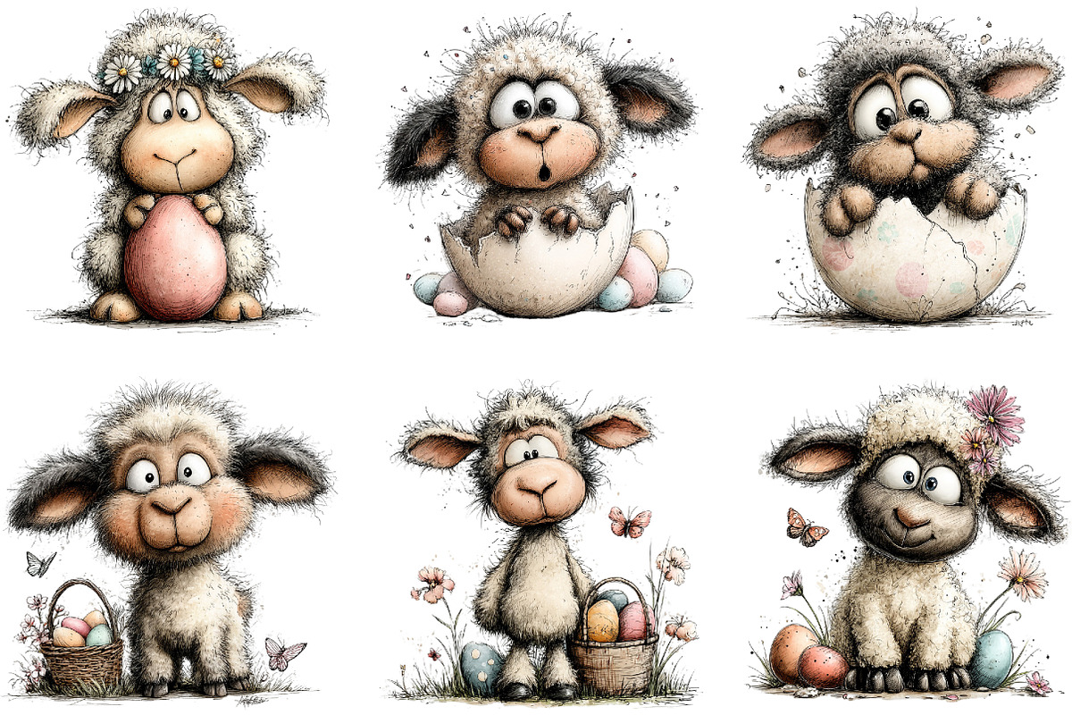 Whimsical Easter Sheep Clipart, an Illustration by Sublimation Artist (Photo 4 of 7)