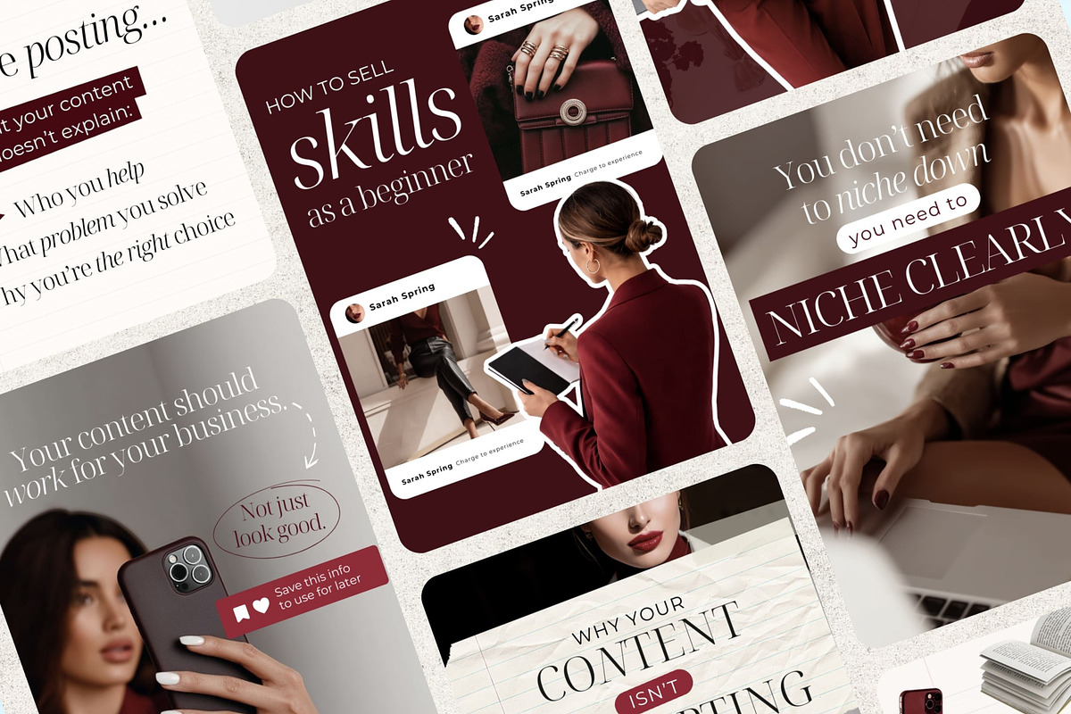 Burgundy Instagram Posts & Carousels, a Social Media Template by SwitzerShop (Photo 3 of 9)