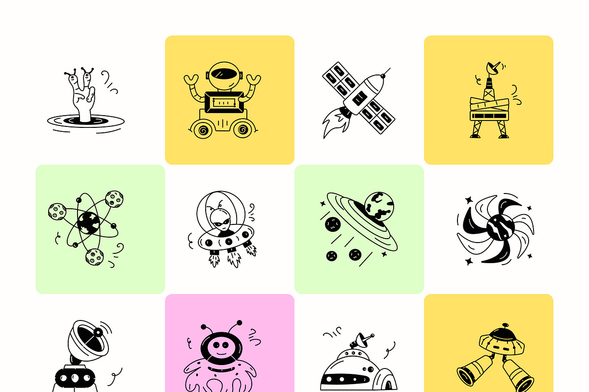 UFO Doodle Icons, a Solid Icon by Prosymbols (Photo 6 of 8)