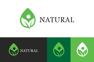 Natural Green Leaf Water Drop Logo, a Branding & Logo Template by Signatoro