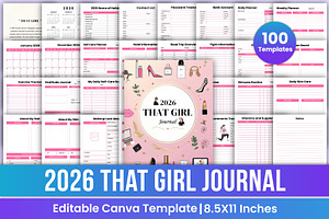 2026 That Girl Journal Bundle Canva, a Stationery Template by Mustafiz