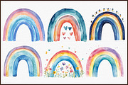 Watercolor Boho Blue Rainbow Clipart, an Illustration by Sublimation Artist (Thumbnail 3 of 6)