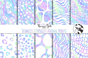 Seamless Iridescent Animal Prints