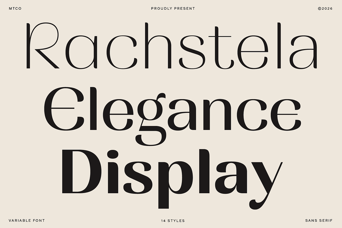Rachstela Font Family - 14 Styles!, a Sans Serif Font by Martype (Photo 1 of 15)