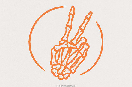 Skeleton Peace Sign PNG, Retro, an Illustration by SharpMarketplace