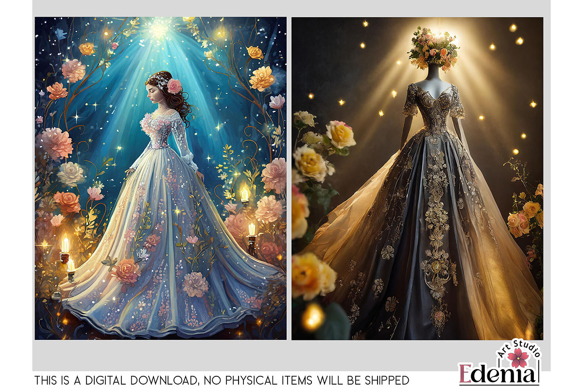 Victorian Gothic Wedding Dresses, a Wallpaper Graphic by EdeniaArtStudio (Photo 5 of 7)
