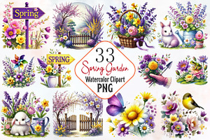Spring garden sublimation clipart, an Illustration by RobertsArt