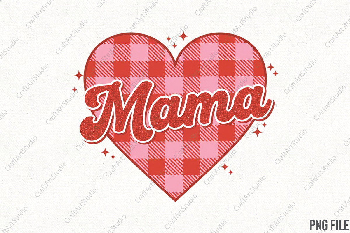 Mama Checkered Heart PNG, an Illustration by CraftArtStudio (Photo 1 of 4)