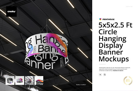 Circle Hanging Display Banner Mockup, an Advertising Mockup by creatsy5