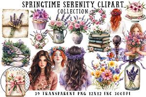 Springtime Serenity Clipart, an Illustration by OK Design