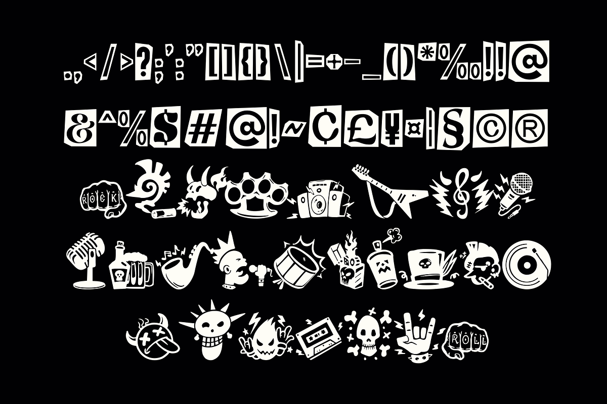 Punk Of Sad Font, a Symbol Font by Marvadesign (Photo 7 of 8)