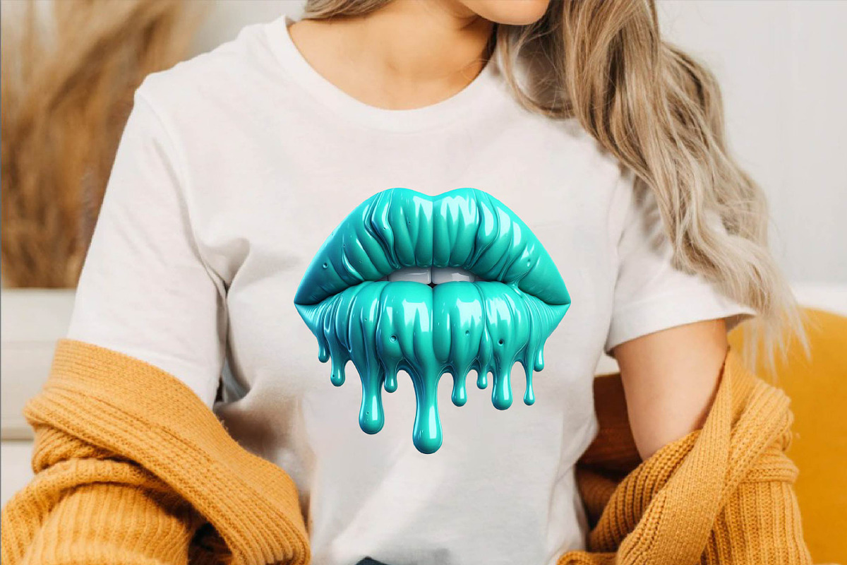 Turquoise Dripping Lips Bundle, an Illustration by SVGArt (Photo 6 of 8)