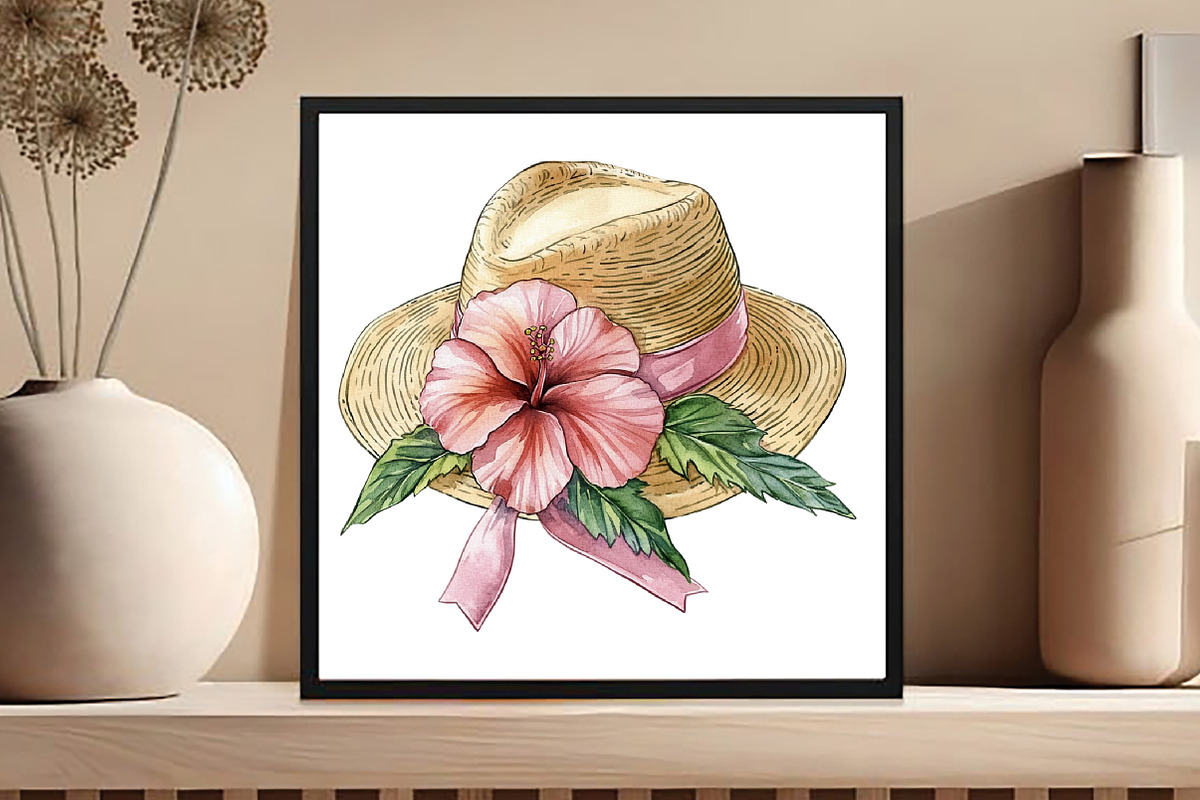 Watercolor Summer Hat Clipart, an Illustration by DreamCafeArt (Photo 5 of 5)
