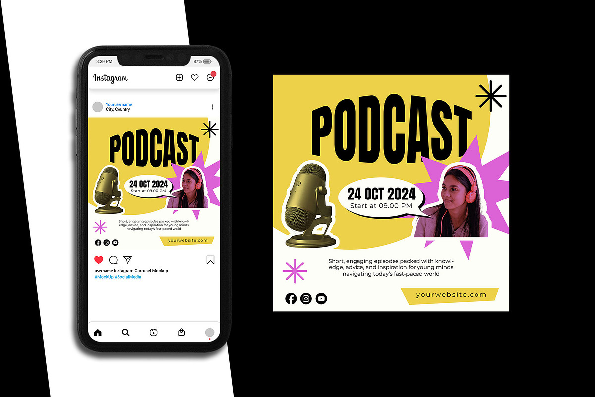 Podcast Instagram Post Template, a Social Media Template by Artnivora.Std (Photo 5 of 5)