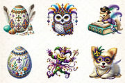 Watercolor Mardi Gras  Sublimation, an Illustration by DreamCafeArt (Thumbnail 2 of 3)