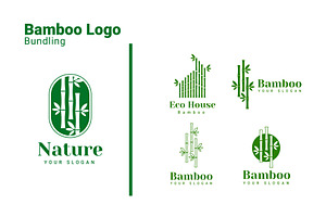 Bamboo Eco House Nature Logo Set, a Branding & Logo Template by Dyn Studio