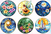 Round Stained Glass Summer, an Illustration by Canvas Craft (Thumbnail 4 of 5)