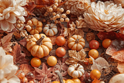Autumn Pumpkins & Flowers Wall Art, a Background Graphic by Floraphoria (Thumbnail 1 of 12)