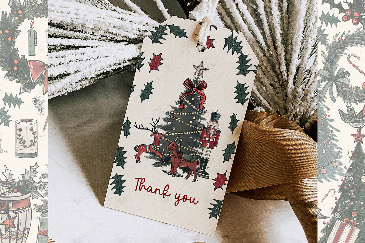Christmas Vintage Whimsical  Clipart, an Illustration by BigCakeBee (Photo 3 of 4)