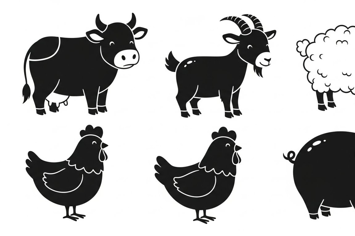 Cute Farm Animal Silhouette Bundle, an Illustration by hafijul (Photo 34 of 51)