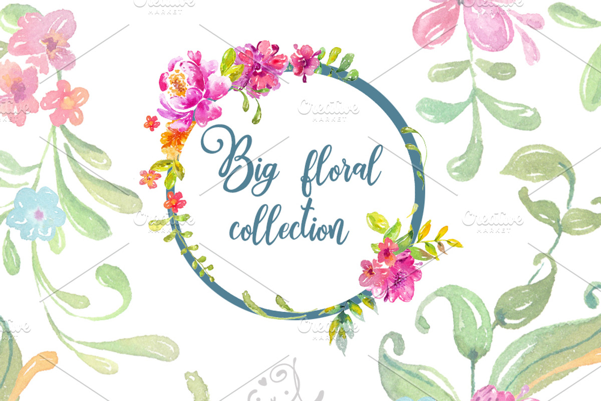 Watercolor floral collection, an Illustration by JaneLane (Photo 1 of 3)