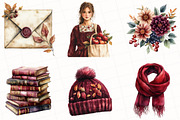 Watercolor Burgundy Autumn Clipart, an Illustration by OK Design (Thumbnail 4 of 5)
