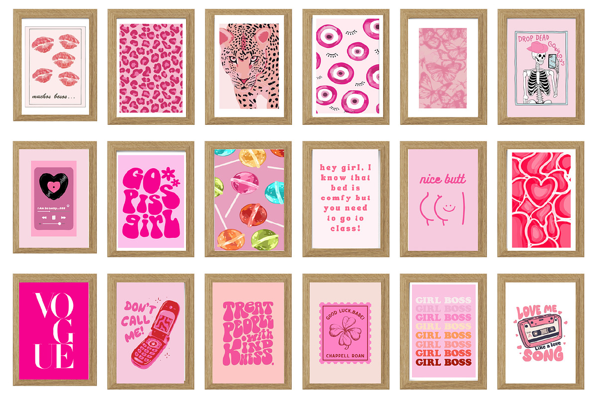 Trendy Pink Preppy Wall Art Prints, a Wallpaper Photo by Chipshpow Graphics (Photo 5 of 10)