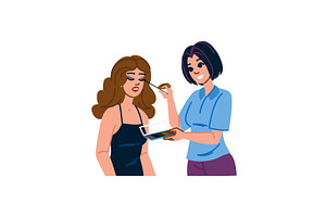 Makeup artist applying eyeshadow to, an Object Illustration by pikepicture