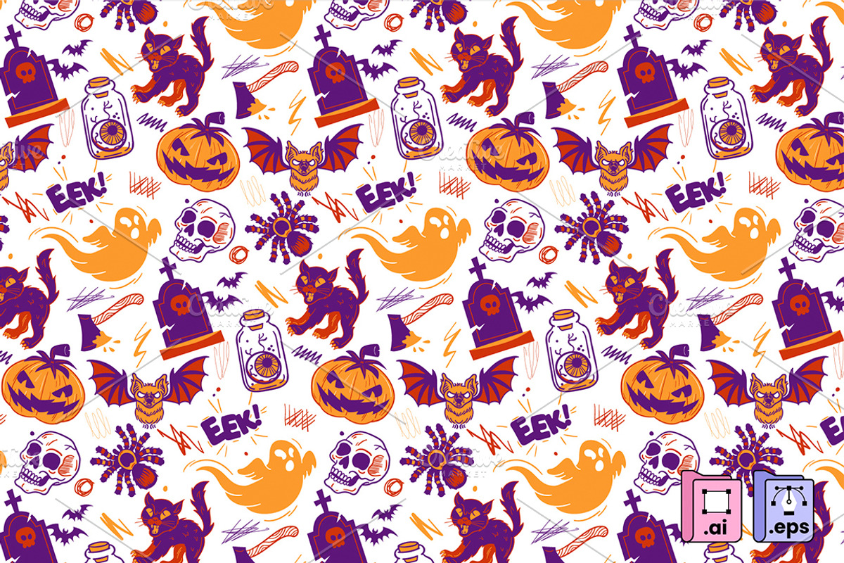 Spooky Halloween Icons Pattern, a Pattern Graphic by MISS CHATZ (Photo 1 of 3)