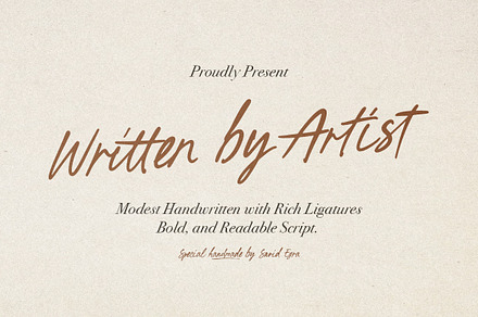 Written by Artist - Ligature Script, a Script Font by Sarid Ezra