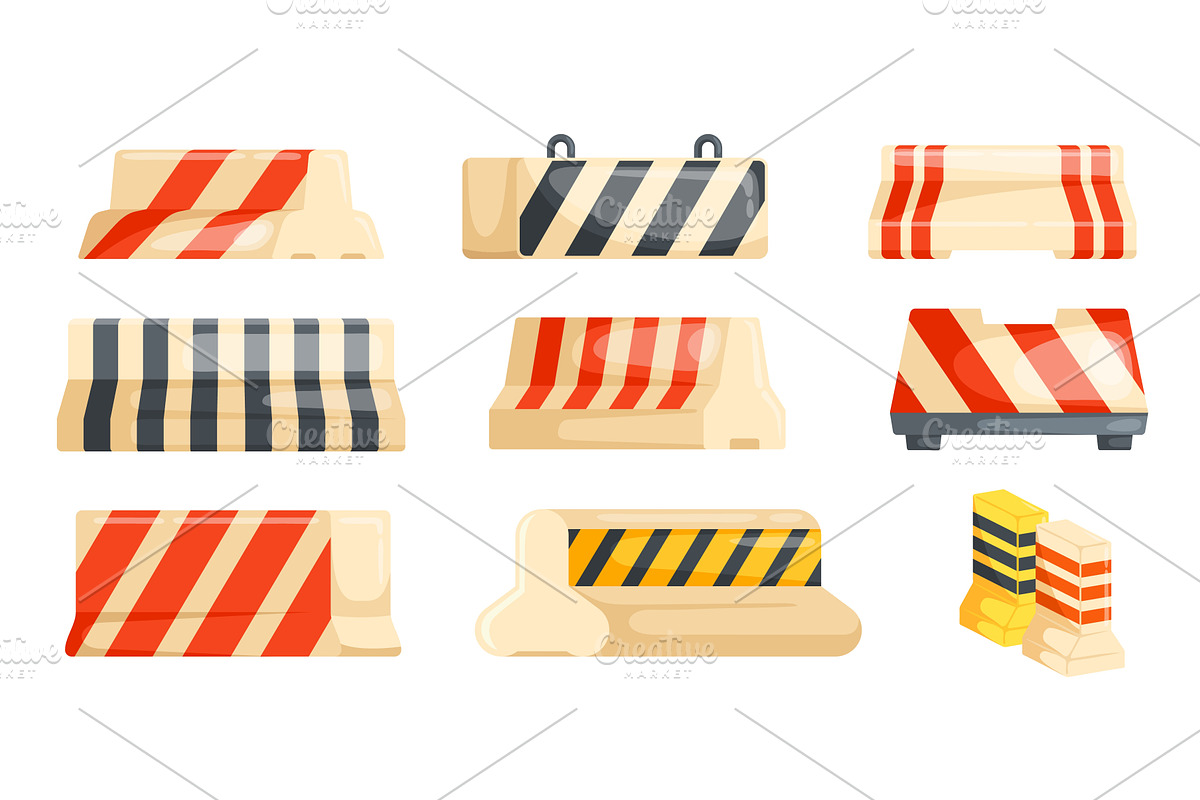 Concrete road barricade. Danger, an Illustration by Stock-Smart-Start