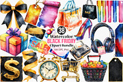 Watercolor Black Friday Clipart, an Illustration by Canvas Craft (Thumbnail 1 of 7)
