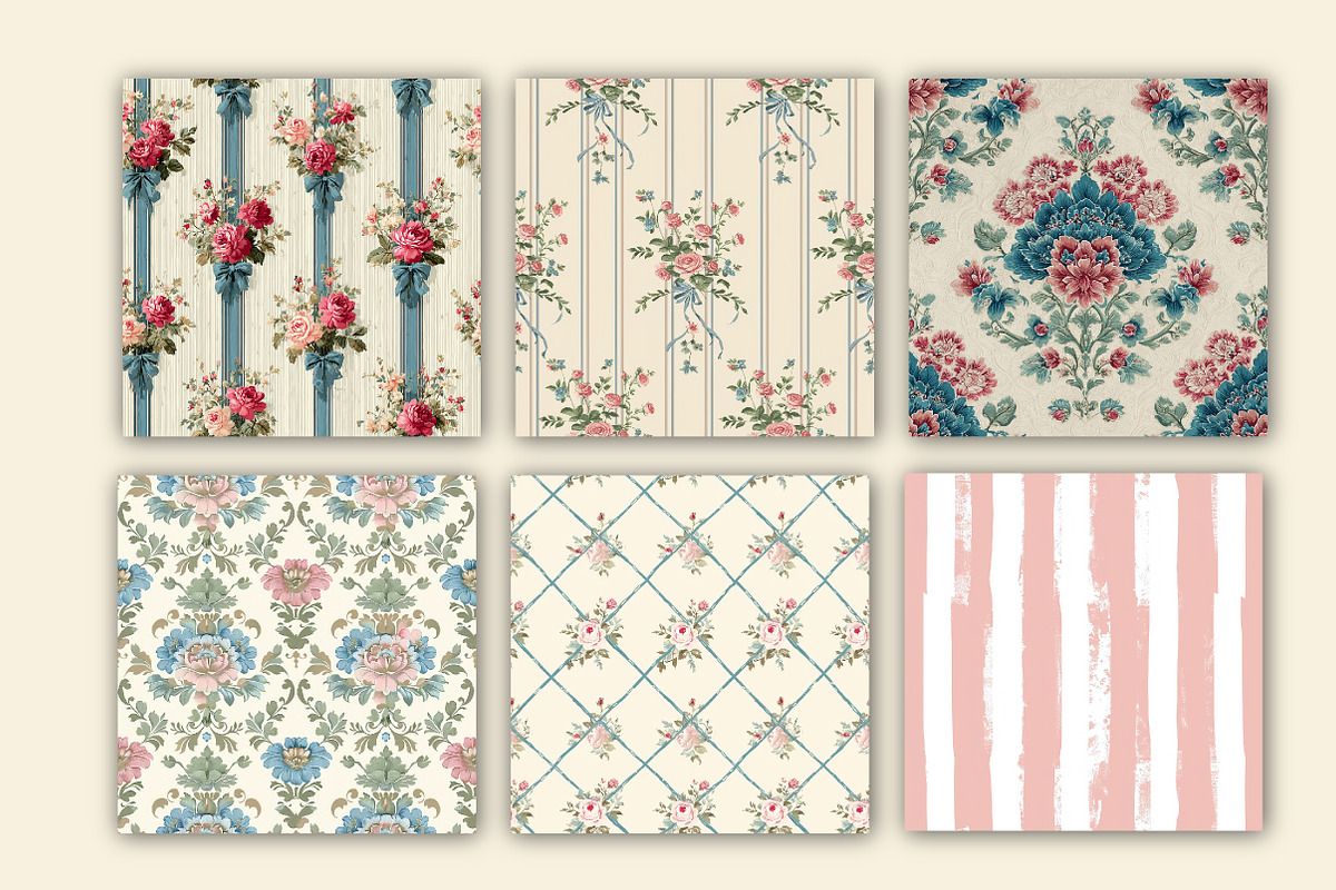 Grandmillennial Seamless Patterns, a Pattern Graphic by Libby Wishes (Photo 4 of 4)