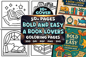Bold and Easy A Book Lovers Coloring, an Education Illustration by Craftsbeefy