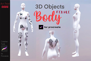 3D Object Female Body Model Tattoo