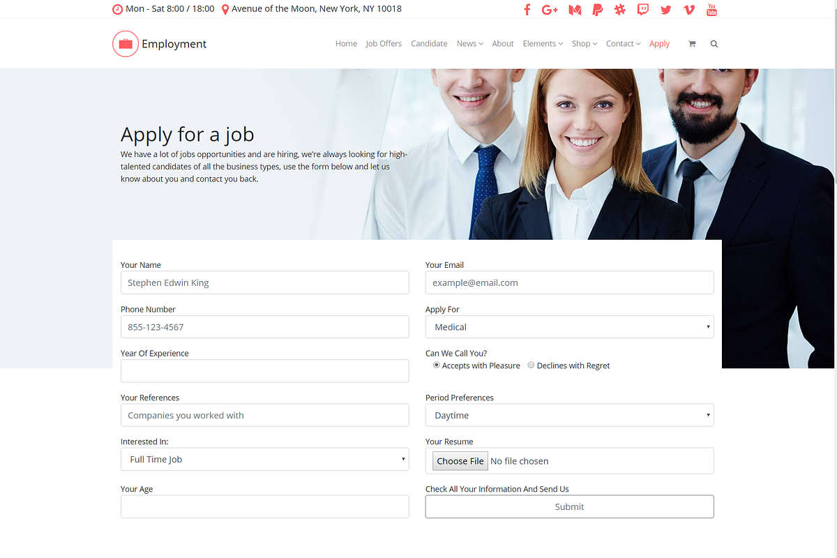 Employment WordPress Theme, a WordPress Template by Visualmodo (Photo 4 of 24)