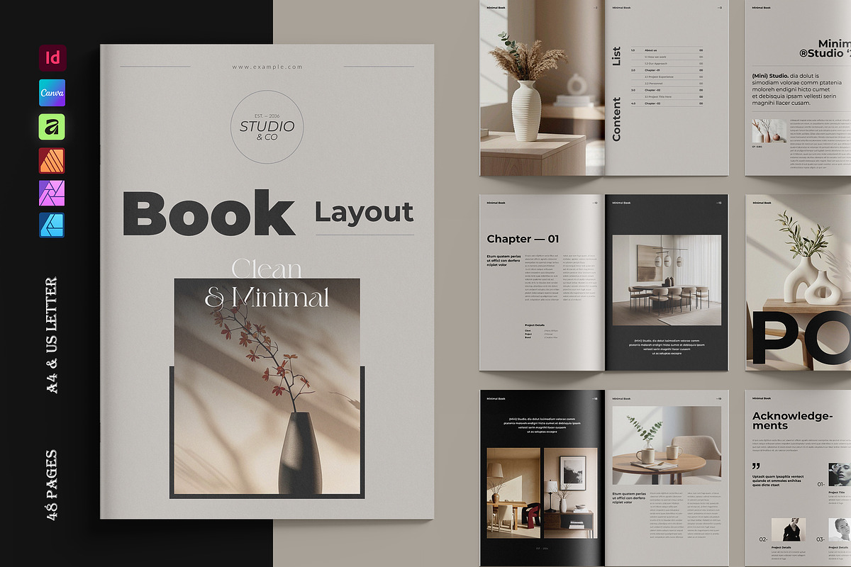 Minimal Editorial Book Layout -Canva, a Magazine Template by TemplateFolio-Shop (Photo 1 of 24)