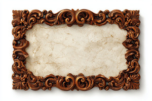 Ornate Wooden Frame with Beige Marbl, a Photo by Pixeness Studio