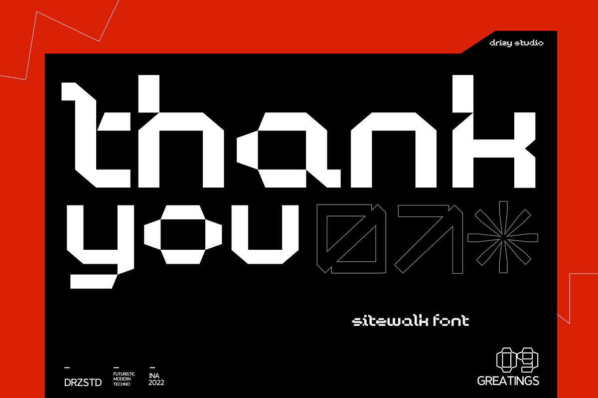 Sitewalk – Futuristic Pixel Font, a Sans Serif Font by Drizy (Photo 9 of 9)