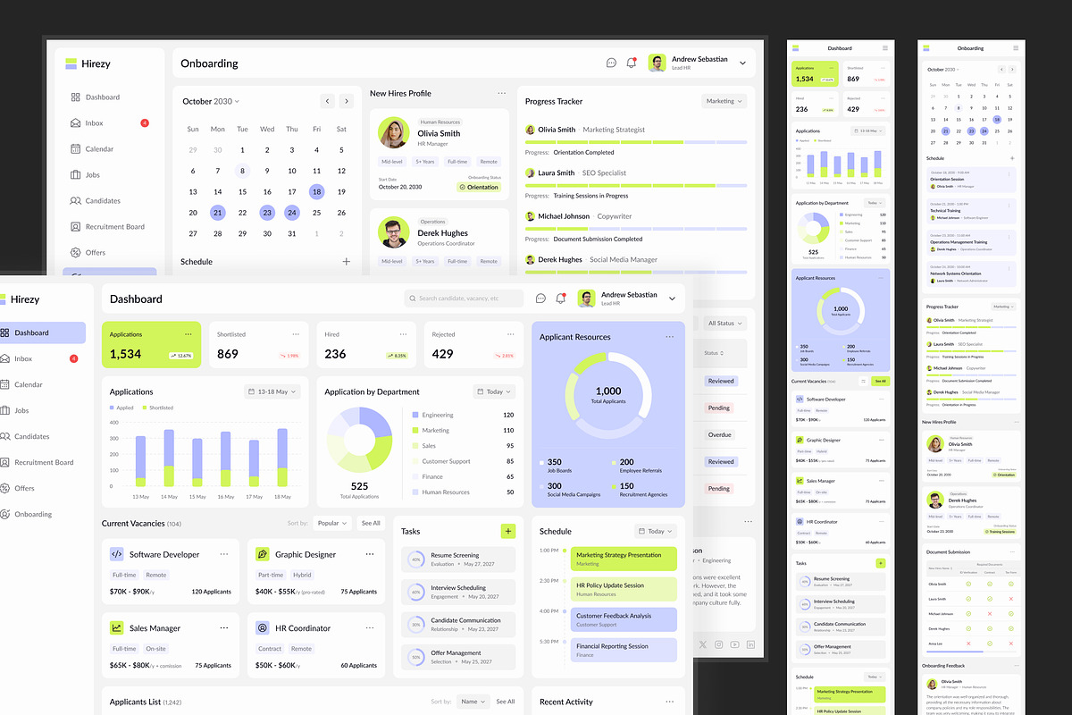 Hirezy - Recruitment Dashboard, an UI Kit Template by peterdraw (Photo 2 of 7)