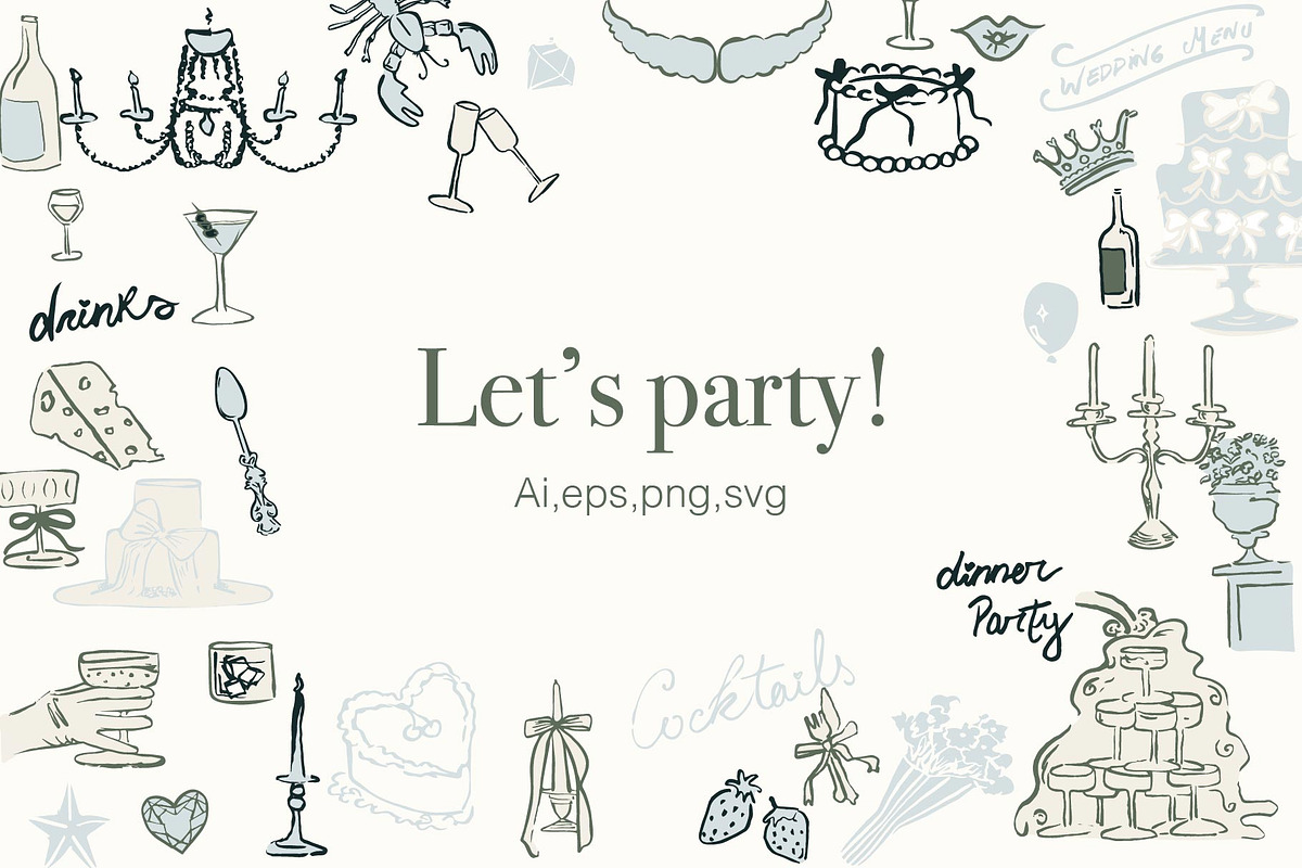 Whimsical wedding party Clipart, an Object Graphic by MayBay Studio (Photo 1 of 7)