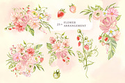 Strawberry Pink Flower Garden, a Decorative Illustration by Rachel Art Studio (Thumbnail 2 of 9)