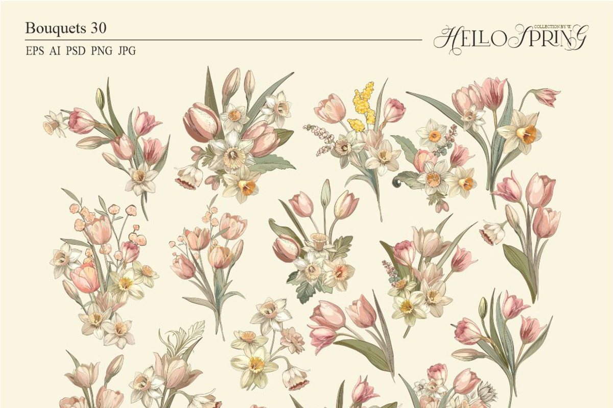 Hello Spring(Vintage Set), a Seasonal Illustration by Collection by VY (Photo 5 of 13)