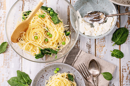 Vegetarian egg pasta Carbonara