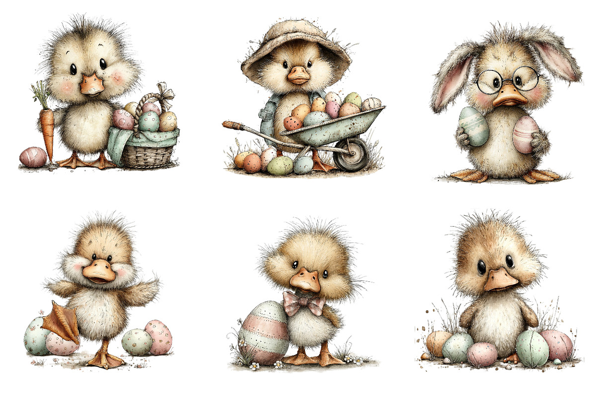 Whimsical Happy Easter Duck Clipart, an Illustration by Dream Creation (Photo 4 of 7)