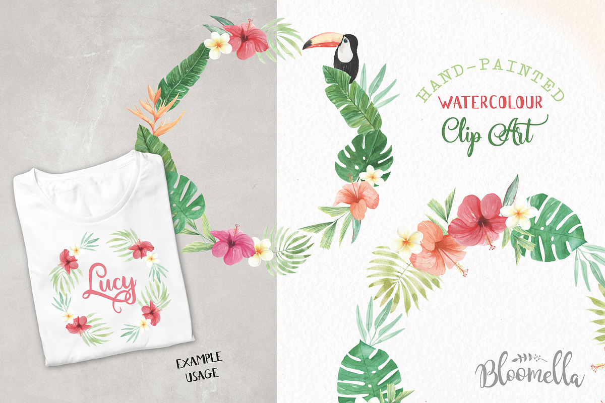 Tropical Watercolor Flamingo Wreaths, an Illustration by Bloomella (Photo 4 of 7)
